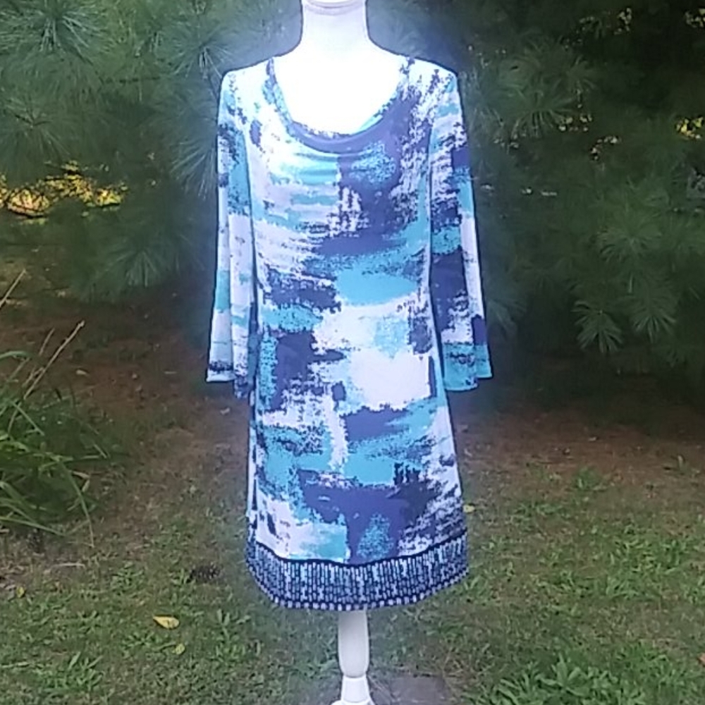 Style & Co. Bold Print 3/4 Sleeve Midi Dress